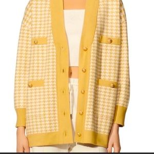 Joie | Jumper Cardigan | Mustard & Cream Gingham check button up | Women’s Med
